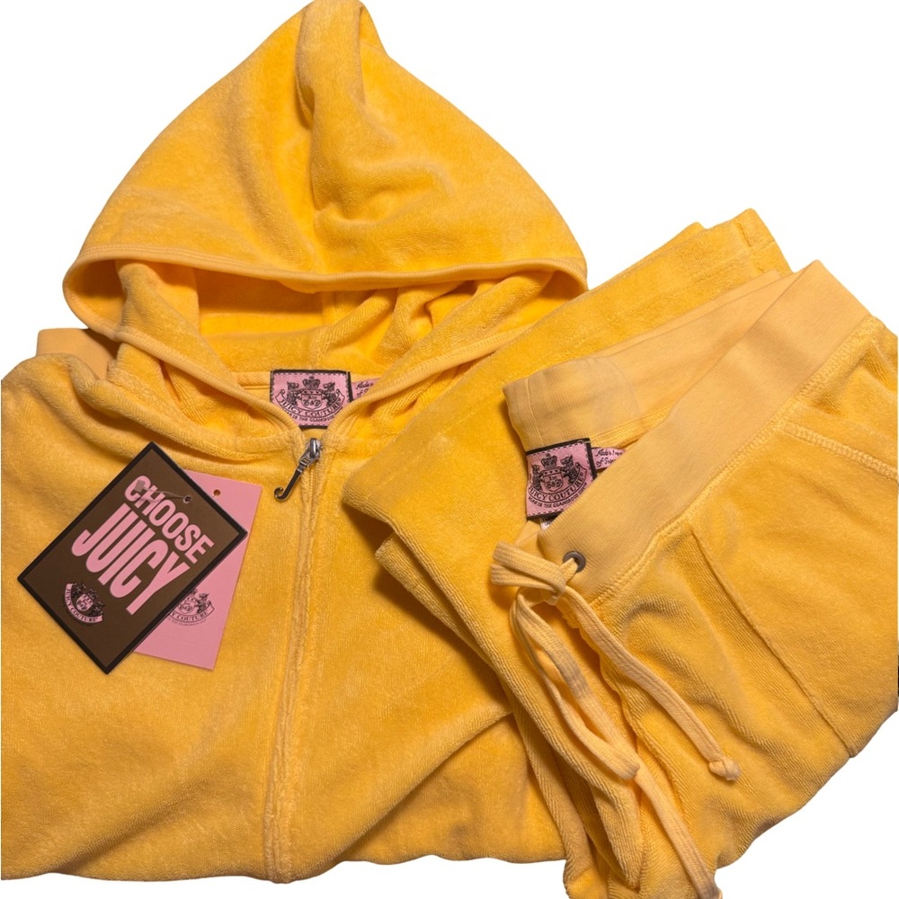 Juicy Couture Vibrant Yellow Hoodie and Jogger Set- Velour Original w/tags
